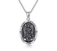 AXOMY Religion Jewelry - Colgante de plata de ley 925 con medalla de San Rafael, San José, Virgen María, San Cristóbal, San Judas, Santa Muerte, San Brendan, regalo de protección para hombres y