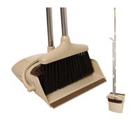 AXON´S Escoba y recogedor Plegable con Mango Extensible de Palo Largo en Color Beige - Cepillo para Limpieza de hogar Plegable Ajustable y Adaptable.