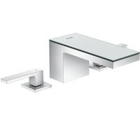 hansgrohe AXOR MyEdition Mezclador de lavabo de 3 agujeros 70 con juego de desagüe de apertura rápida, 47050000, Color: cristal cromado / espejo