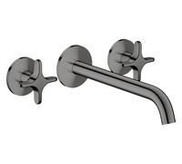 AXOR One de hansgrohe Grifería para bañera empotrada de 3 agujeros para montaje en pared con asas en cruz., 48430330, Color: Cromo negro pulido