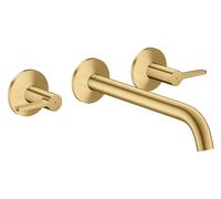 AXOR One de hansgrohe Grifería para bañera empotrada de 3 agujeros para montaje en pared con mangos de palanca., 48431250, Color: Óptica de oro cepillado