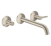 AXOR One de hansgrohe Grifería para bañera empotrada de 3 agujeros para montaje en pared con mangos de palanca., 48431820, Color: Níquel Cepillado