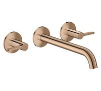 AXOR One de hansgrohe Grifería para bañera empotrada de 3 agujeros para montaje en pared con mangos de palanca., 48431300, Color: Oro rojo pulido