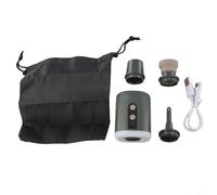 Axorafow Bomba de cama ligera recargable con LED transportable - 1600 mAh para acampar al aire libre, inflador de succión, 4 boquillas, carga USB, gancho para colgar con base (verde)