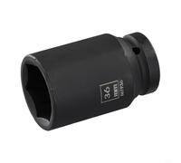 Axorafow Enchufe hexagonal de 36 mm, llave de 3/4 pulgadas, 78 mm de profundidad, acero negro, reparación de automóviles, taller en casa, perfil hexagonal interior con ranura de captura de bola y