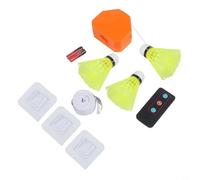 Axorafow Entrenador de bádminton para practicar en interiores, cordón elástico ajustable, volante de nailon, control remoto y gancho de pared, ABS + construcción, juego de 300-350 g (6 bolas)