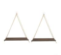 Axorafow Estantes de madera para dormitorio, organización de 2 estantes montados que ahorran espacio, exhibición flotante para pasillo, decorativo, gris carbón, almacenamiento de pared, juego de