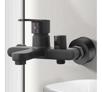 Axorafow Grifo mezclador de ducha triple de aleación de zinc para uso manual - Juego de accesorios de baño negro con doble control de apertura lateral de calor y frío (no incluye mangueras y cabezal
