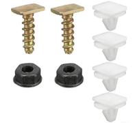 Axorafow Juego de 4 tornillos y tuercas para rueda delantera Corsa C, 4 clips blancos con 2 tornillos y 2 tuercas, juego de fijación para moldura exterior de coche