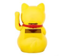 Axorafow Maneki Neko Fortune - Adorno de gato de la suerte con energía solar que agita automáticamente, decoración para el hogar, tienda, oficina, caja, no requiere electricidad, base, 7,7 x 7,7 x