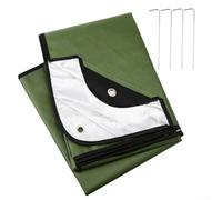 Axorafow Manta térmica reflectante de supervivencia para camping, senderismo, función - 210 x 150 cm, tela no tejida resistente al desgarro, naranja/verde (verde)