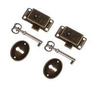 Axorafow Paquete de 6 cerraduras de puerta de armario de bronce antiguo con llaves para cajones y cajas de muebles vintage, aleación de zinc, estilo retro, 53 x 27 mm