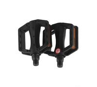 Axorafow Placas de acero para niños, rodamientos de rosca plana negra, cuerpo ABS de 12 mm/14 mm, antideslizante, para pedales de bicicleta con pedales reflectantes sellados lubricados (1 par) (12 mm)