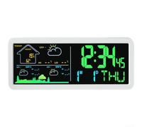 Axorafow Reloj de pared LCD, reloj digital de temperatura blanca, monitor de humedad de 3 días, predicción del tiempo de 7 idiomas, reloj de escritorio montable para el hogar, oficina, decoración