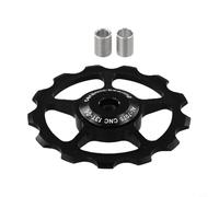 Axorafow Rueda de polea de cambio trasero de aleación de aluminio y cerámica, compatible con 10T - 17T, diámetro interior de 6 mm con anillos reductores de 4 mm/5 mm, negro (13T)
