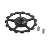 Axorafow Rueda de polea de cambio trasero de aleación de aluminio y cerámica, compatible con 10T - 17T, diámetro interior de 6 mm con anillos reductores de 4 mm/5 mm, negro (15T)