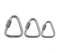 Axorafow Seguridad de bloqueo de 6 mm/8 mm/10 mm con 12 kn-60 kn - Mosquetón plateado que funciona en altura para gancho de acero inoxidable triangular espeleología Mbs escalada (paquete de 3) (3