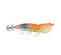 Axorafow Señuelo luminoso Egi de 120 mm para pesca de calamares y pulpos, plantilla de camarones que brillan en la oscuridad con patas, cuerpo duro, 24,8 g, 1 pieza (rosa/morado/naranja/azul) (azul)