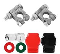 Axorafow Terminal de batería de aleación de zinc y kit con cepillo de limpieza rojo negro protector 6v 12v coche camión batería marina postes