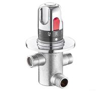 Axorafow Válvula mezcladora termostática para ducha y baño, válvula mezcladora de control de latón con compensación automática 20-50 °C, rango variable Dn15/G1/2, acabado plateado