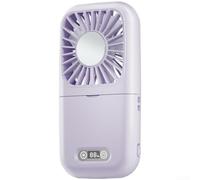 Axorafow Ventilador de cuello plegable, recargable por USB con espejo de maquillaje, iluminación LED, enfriamiento de 3 segundos, flujo de aire de 5 niveles, enfriador ligero manos libres para viajes