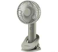 Axorafow Ventilador de mano recargable por USB y clip blanco, 3 motores silenciosos sin escobillas, soporte multiusos para escritorio, oficina, viajes, camping, alivio del calor (verde claro)