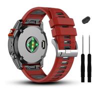 AXPTI 20 mm compatible con correa de reloj Garmin Fenix 7S 7S Pro 6S 6S Pro 5S 5S Plus, correas de silicona suave para reloj inteligente Approach S70 42 mm/Instinct 2S/Descent Mk2s(Red/Dark Gray)