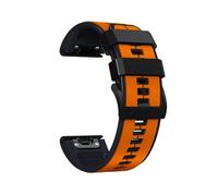 AXPTI Correa de repuesto de silicona suave, transpirable e impermeable para reloj Garmin Fēnix/Epix/Quatix/MARQ Series/Descent Series/D2 Series/Enduro/Tactix, para QuickFit de 22 mm(Orange Black,Quick