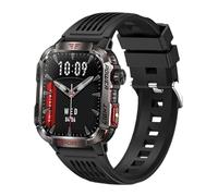AXPTI For Huawei Smart watch For Xiaomi Military GPS Smart Watch Men Flashlight Compass Waterproof Outdoor Sport Tracker Bluetooth Call Smart watch(Black silicone belt)