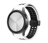AXPTI Silicone Strap for Samsung Watch 4/5/6 40 44mm 5 Pro 45mm Band Magnetic Buckle Galaxy Watch 4/6Classic 42 43MM 46 47MM Watchbands(White black,Watch 4 5 40mm 44mm)