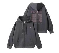 AXQAJL Deadline Worldtour Sudadera con Capucha de algodón Suelta for Hombres y Mujeres(A-Grey-Velvet,2XL)