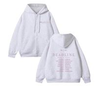 AXQAJL Deadline Worldtour Sudadera con Capucha de algodón Suelta Sudadera Unisex for Hombres y Mujeres(A-Flower White-Velvet,XL)