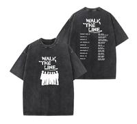AXQAJL Walk The Line Camisetas De Algodón Lavadas Camisetas Estampadas World Tour(Black,S)