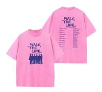 AXQAJL Walk The Line Camisetas De Algodón Lavadas Camisetas Estampadas World Tour(Pink,M)