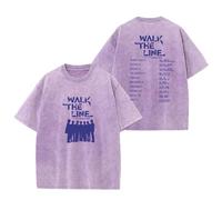 AXQAJL Walk The Line Camisetas De Algodón Lavadas Camisetas Estampadas World Tour(Purple,3XL)