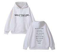 AXQAJL Walk The Line Worldtour Sudadera con Capucha de algodón Suelta Unisex con Cremallera for Hombres y Mujeres(B-White,S)