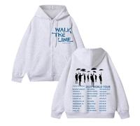 AXQAJL Walk The Line Worldtour Sudadera con Capucha de algodón Suelta Unisex for Hombres y Mujeres(B-Flower White-Velvet,S)