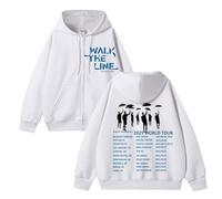 AXQAJL Walk The Line Worldtour Sudadera con Capucha de algodón Suelta Unisex for Hombres y Mujeres(B-White-Velvet,S)