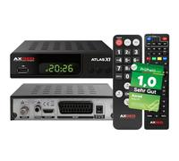 AXRED Atlas X1 + mando a distancia para personas mayores, receptor de satélite HD con función de grabación, Full HDTV, receptor de satélite digital para antena parabólica, satélite, TV TV