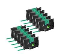 AXRMLVRD 10 Uds Tz 231 Cinta de Etiquetas Negra sobre Blanca 221 Cinta laminada 431 731 Cinta de etiquetado Compatible con Impresora de Etiquetas PT P700(10PK Balck on Green)