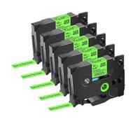 AXRMLVRD Cinta de Etiquetas 12 mm 5PK 10PK Negro sobre Blanco Laminado Compatible con la Impresora de Etiquetas Tz-231 TZE 231(Fluo Green-5PK)