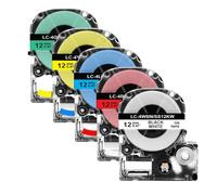AXRMLVRD Cinta de Etiquetas 5 10PK SS12KW Compatible con rotuladora SS12KW SC12YW de 12 mm LW-300 LW-400(5PK Mixed Colors)