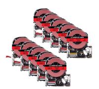AXRMLVRD Cinta de Etiquetas 5PK 10PK 18mm SS18KW Compatible con Impresora Espon ST18KW SC18RW SC18YW SC18BW SC18GW LabelWorks LW-400 LW-600P(Black on Red)