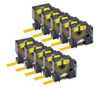 AXRMLVRD Cintas de Cintas de Etiquetas 5 10PK 9 mm 12 mm 19 mm compatibles con Ind A18444 S0718600 Reemplazo para 1000 4200 6000(10PK Black on Yellow)