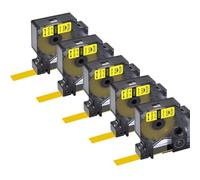 AXRMLVRD Cintas de Cintas de Etiquetas 5 10PK 9 mm 12 mm 19 mm compatibles con Ind A18444 S0718600 Reemplazo para 1000 4200 6000(5PK Black on Yellow)