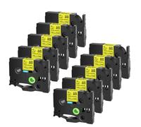 AXRMLVRD Etiqueta Adhesiva acrílica Extra adherente, Cinta de 6, 9, 12, 18 y 24mm, Compatible con Cinta TZE S231 TZ S231, 3, 20 Uds.(10PK Black on Yellow)