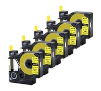 AXRMLVRD Tubo termorretráctil 5 10PK Compatible con Impresora 5200 A18055 A18056 6 9 12 19mm Cinta de Etiquetas para identificación(5PK Black on Yellow)