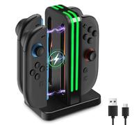 Axrye Chargeur Switch 2 JoyCons, 4 en 1 Chargeur Compatible avec Joycons Switch 2, Station de Charger Rapide Switch 2 Controller, Accessoire Switch 2, NS2 Chargeur avec Magnétique & Indicateurs LED