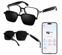 Axrye Gafas inteligentes para hombres y mujeres, lentes de sol traductores de IA con audio Bluetooth, control de voz y oído abierto, escuchar música y llamadas, traducción en tiempo real de 115