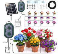 Axrye Sistema de Riego Solar para Jardín, Kit Riego Por Goteo Autorriego con Temporizador para 15 Macetas, Riego por Goteo Automatico para Interior Exterior Jardín Terraza Balcone Plantas Verdura